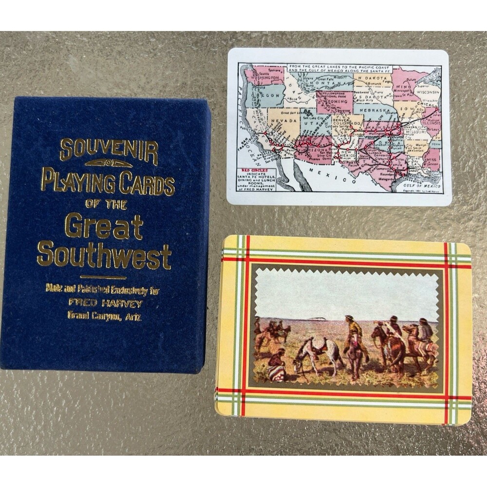 Vtg GREAT SOUTHWEST SOUVENIR PLAYING CARDS by FRED HARVEY Mint Condition!